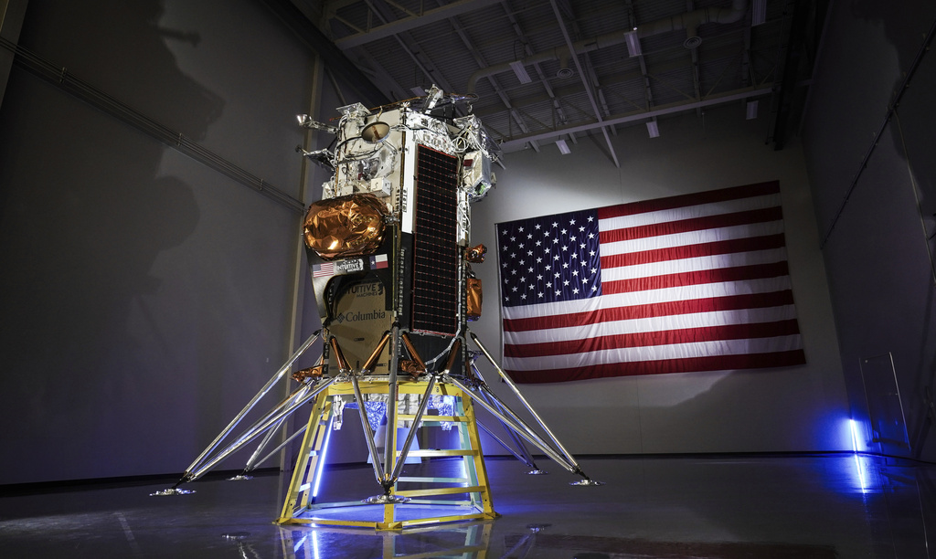 This photo provided by Intuitive Machines shows the company's IM-1 Nova-C lunar lander in Houston in October 2023. 