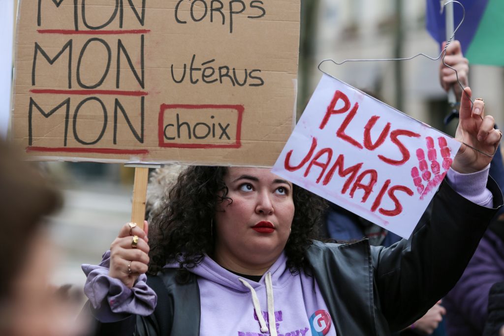 Pro And Anti Abortion Camps Protest In Paris