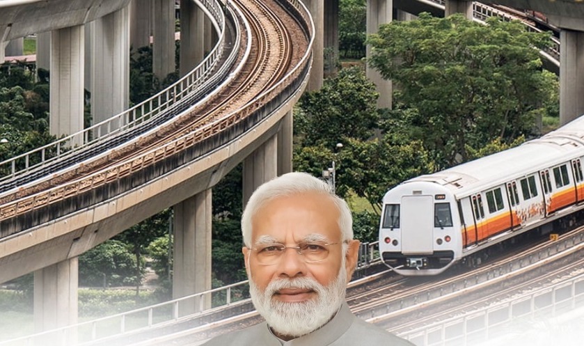 A poster shared by Bharatiya Janata Party (BJP) social media accounts shows India Prime Minister Narendra Modi and a train to tout his rule’s supposed achievements in expanding national metro services. Image analysis, however, shows the photo is of Singapore’s metro train service.