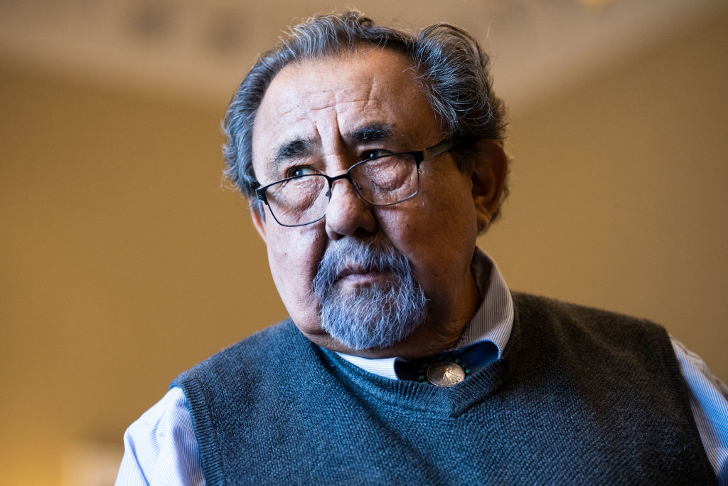 House Natural Resources Chairman Raul Grijalva (D, Ariz.) conducts a news conference in Longworth Building on March 28, 2022.