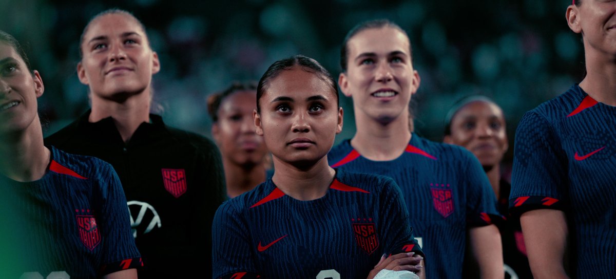 Fans watch the U.S. Women's World Cup Team.