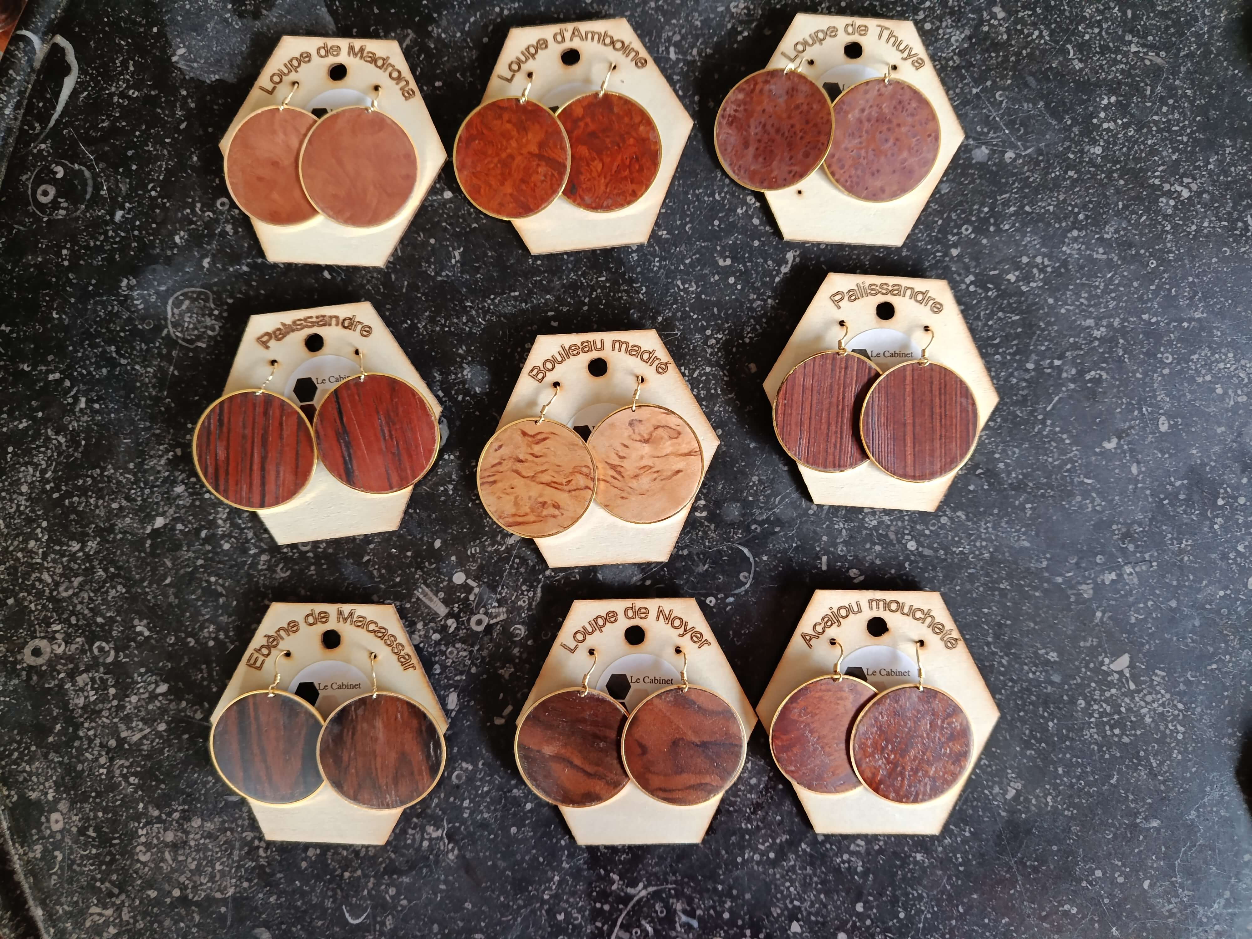 Boucles d'oreilles Bois