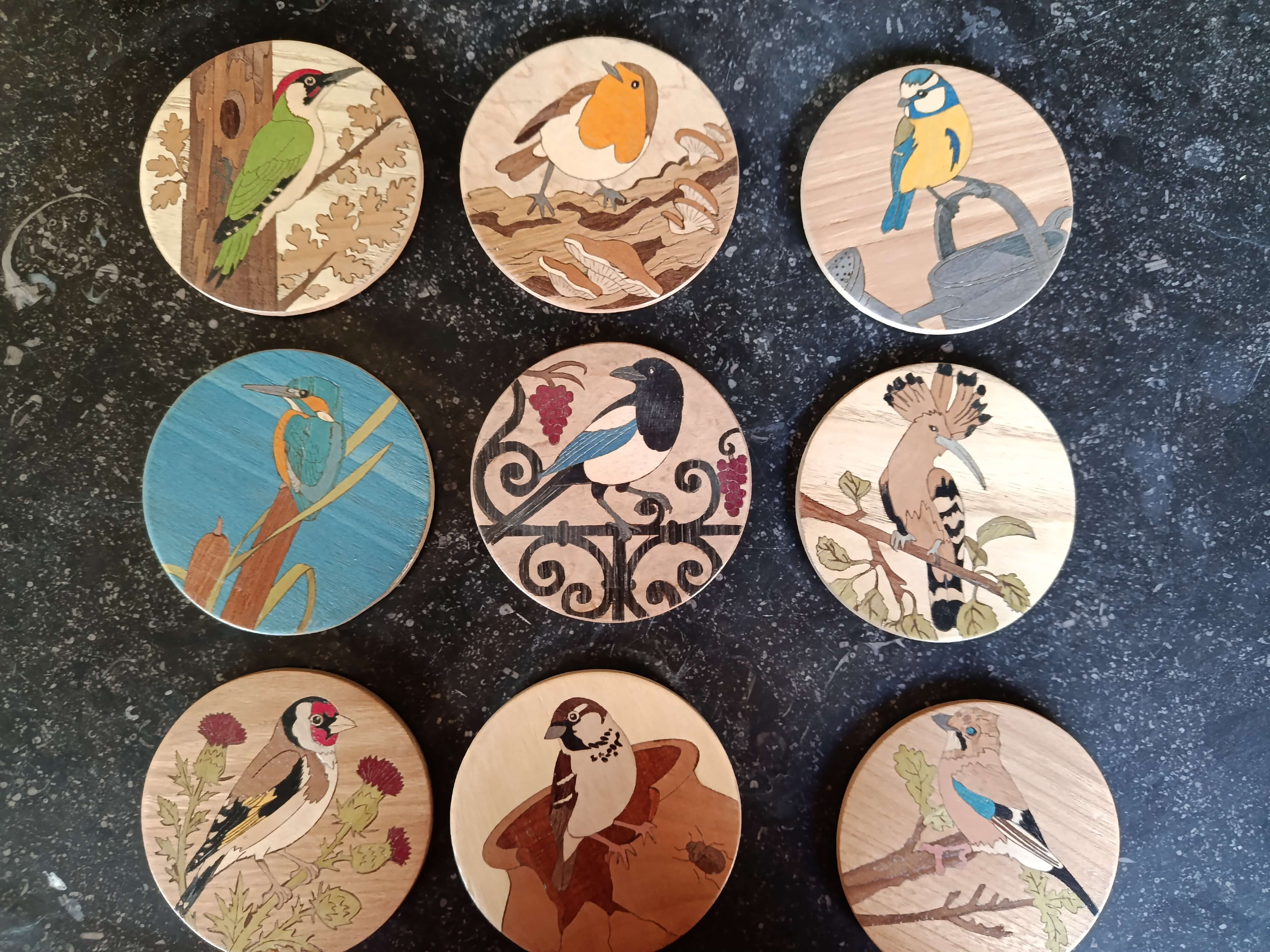 Dessous de verre en marqueterie