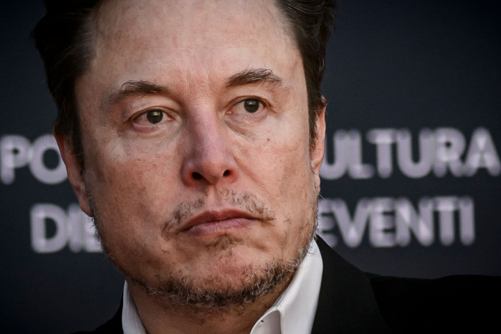 Elon Musk, chief executive officer of Tesla Inc and X (formerly Twitter) CEO speaks at the Atreju political convention on Dec. 15, 2023 in Rome, Italy.