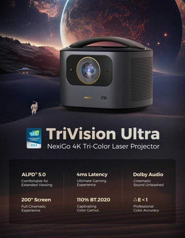 TriVision Ultra 4K Smart Projector has been honored with the "Innovation Award for Computer Peripherals and Accessories" at CES 2024