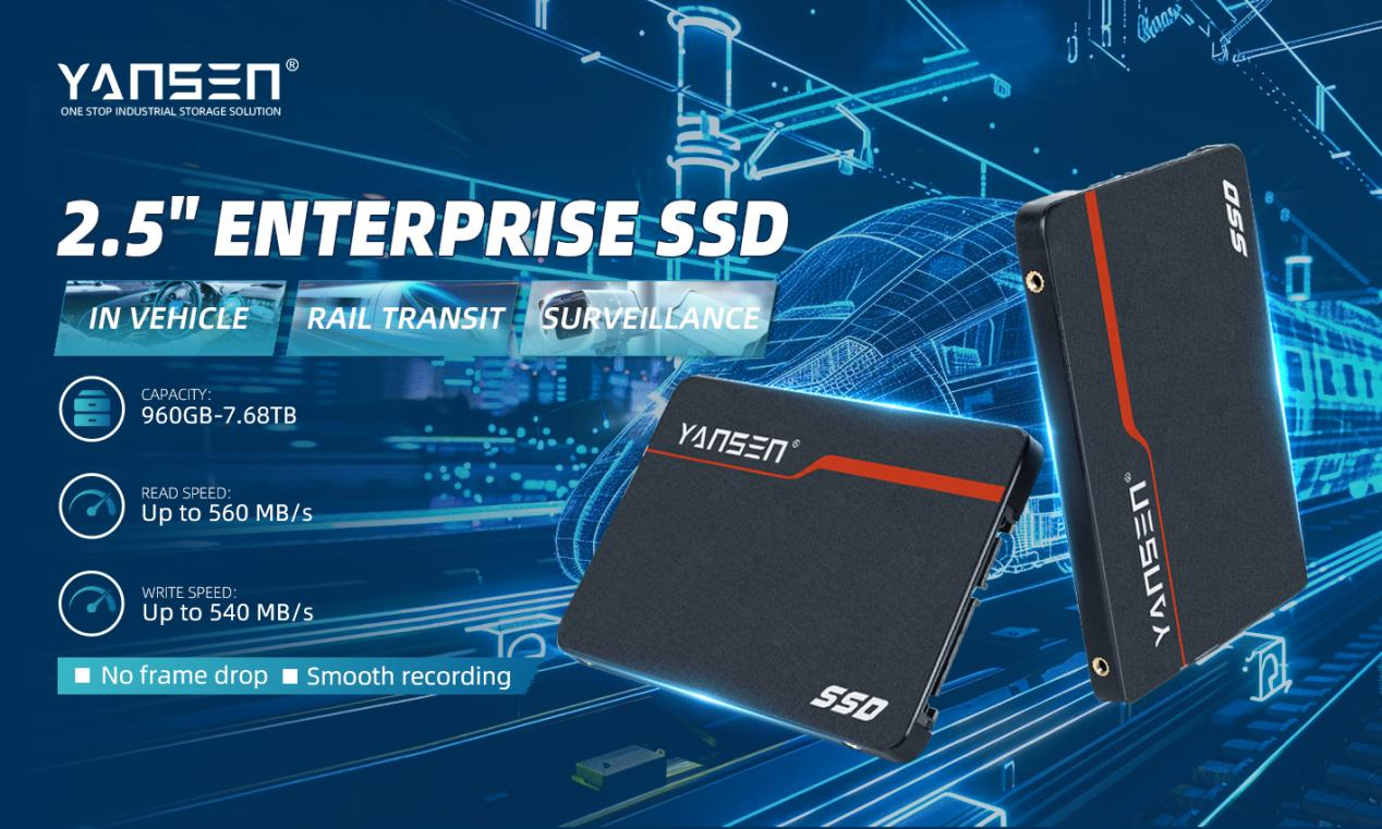 YANSEN 2.5" Enterprise SSD, penyelesaian penyimpanan untuk Dalam Kenderaan, Transit Rel dan Pengawasan