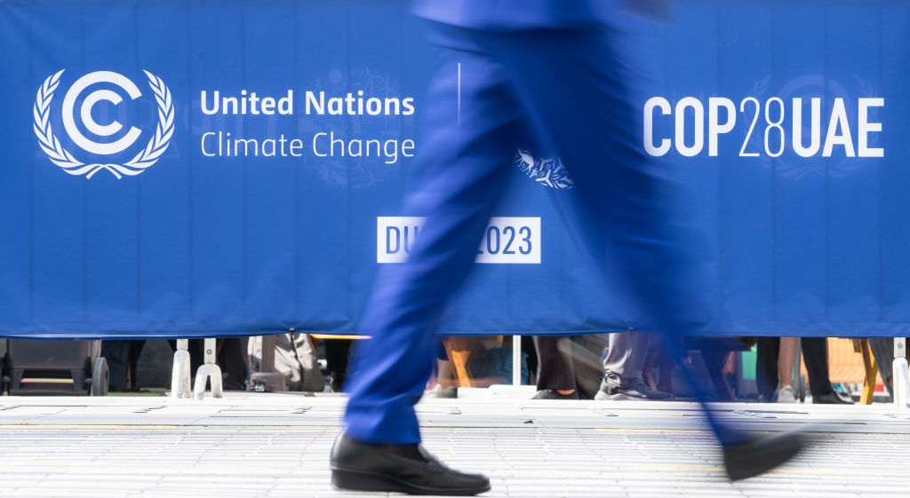 United Nations Climate Change Conference (COP28) sign in Dubai