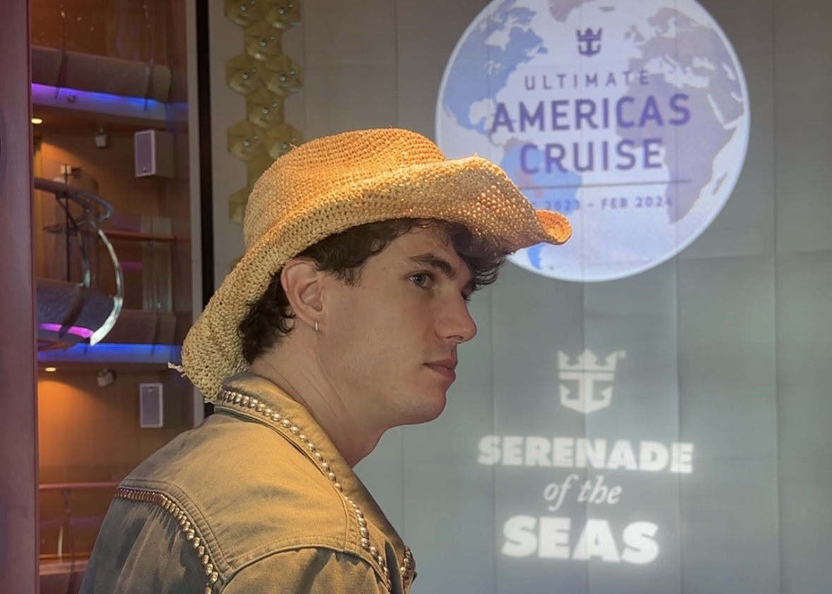 Marc Sebastian on the cruise wearing a cowboy hat