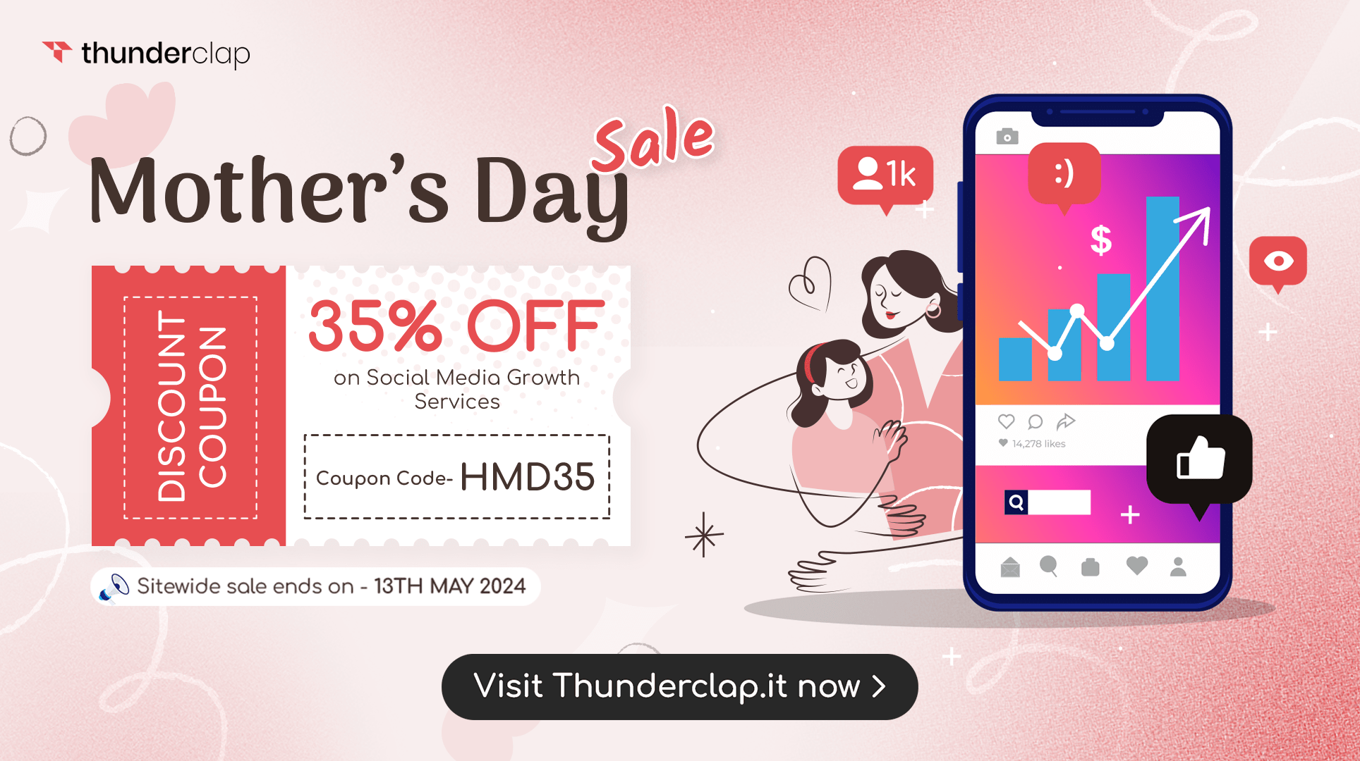 mothers day sale on social media growth services live