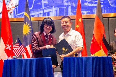 Prof. Dato' Sri Dr. Mike Chan, Scientist, Founder and Chairman of European Wellness Biomedical Group, and Mr. Fang Tie Ji, Chairman of Jilin Hanxing Group, seal their Strategic Cooperation Agreement with a handshake. Prof. Dato' Sri Dr. Mike Chan, Scientist, Founder and Chairman of European Wellness Biomedical Group, and Mr. Fang Tie Ji, Chairman of Jilin Hanxing Group, seal their Strategic Cooperation Agreement with a handshake.