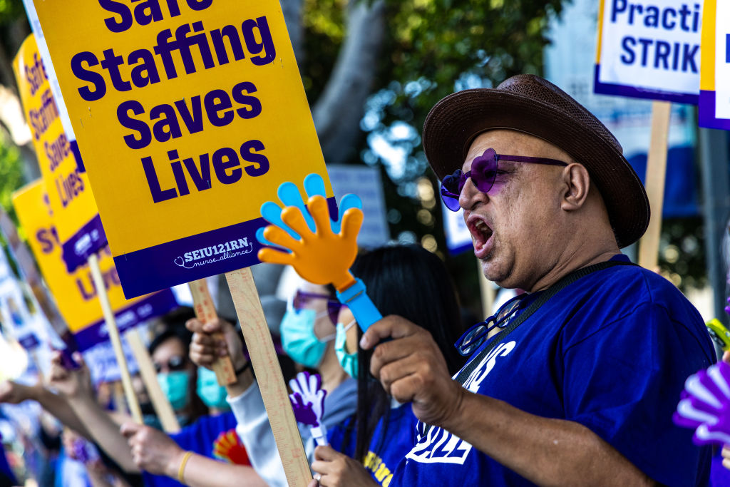 Nurses at Garfield Medical Center in Monterey Park launched a 10-day strike on Friday.