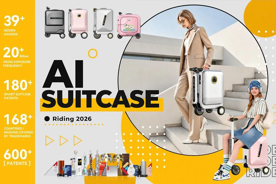 Airwheel Robot Cabin Suitcase Launched – World’s First Full-Smart Luxury 20inch Electric Carry-on Hand Rideable AI Wheel Luggage