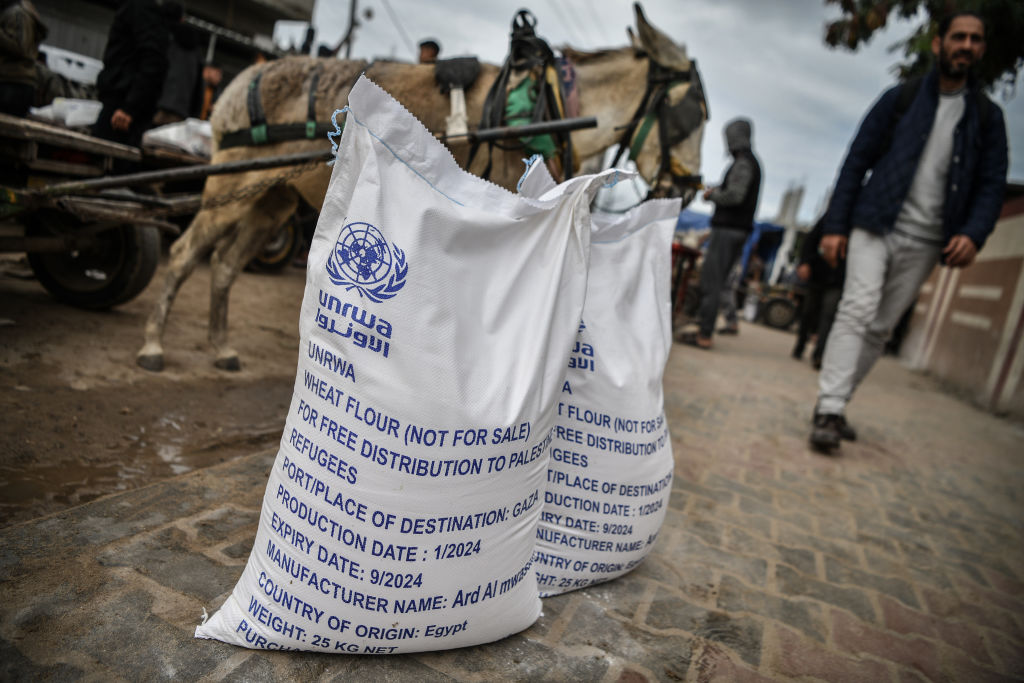 UNRWA distributed flour to Palestinians in Rafah.