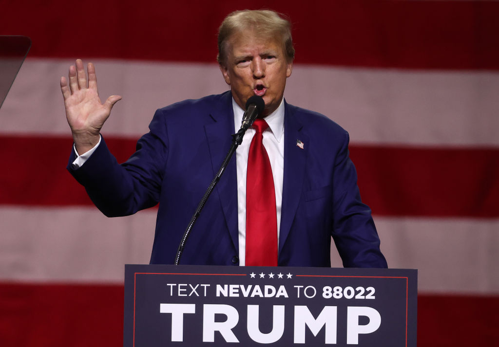 Der ehemalige Präsident Trump hält eine Wahlkampfveranstaltung in Reno, Nevada ab