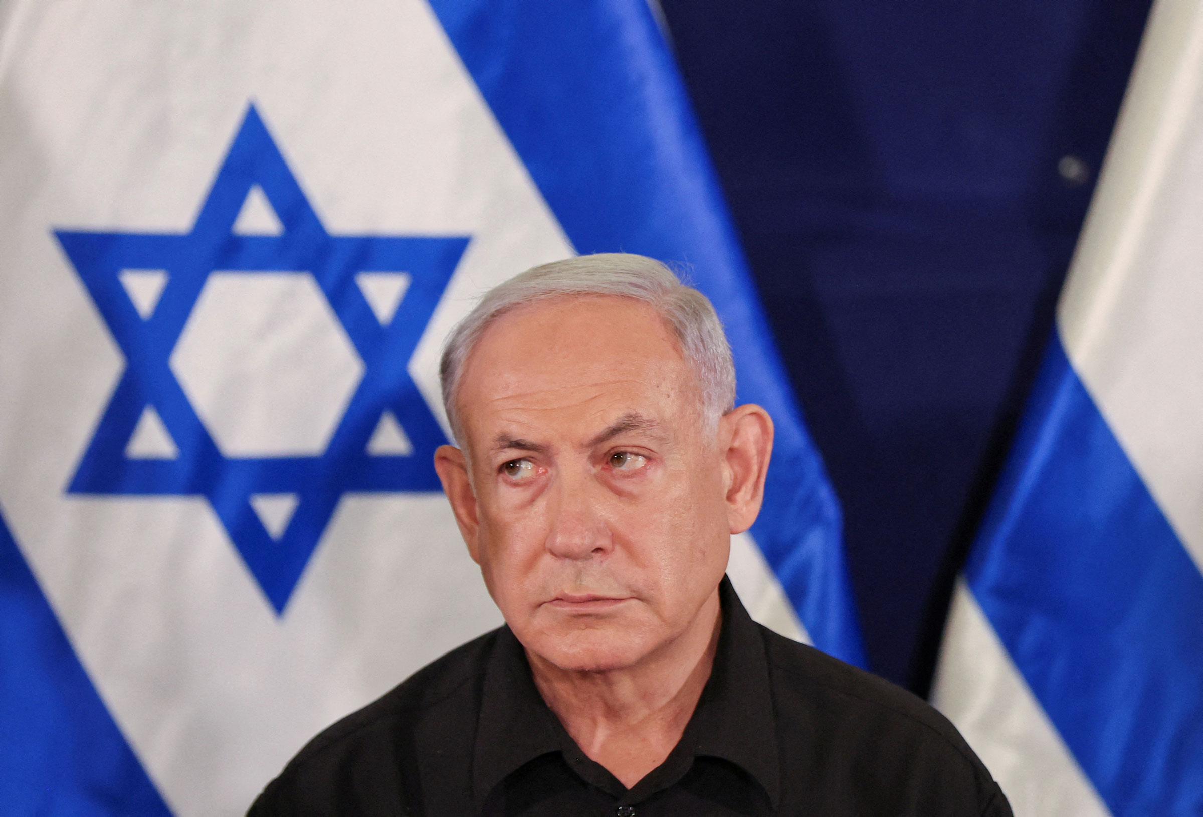 Israeli prime minister Benjamin Netanyahu during a press conference