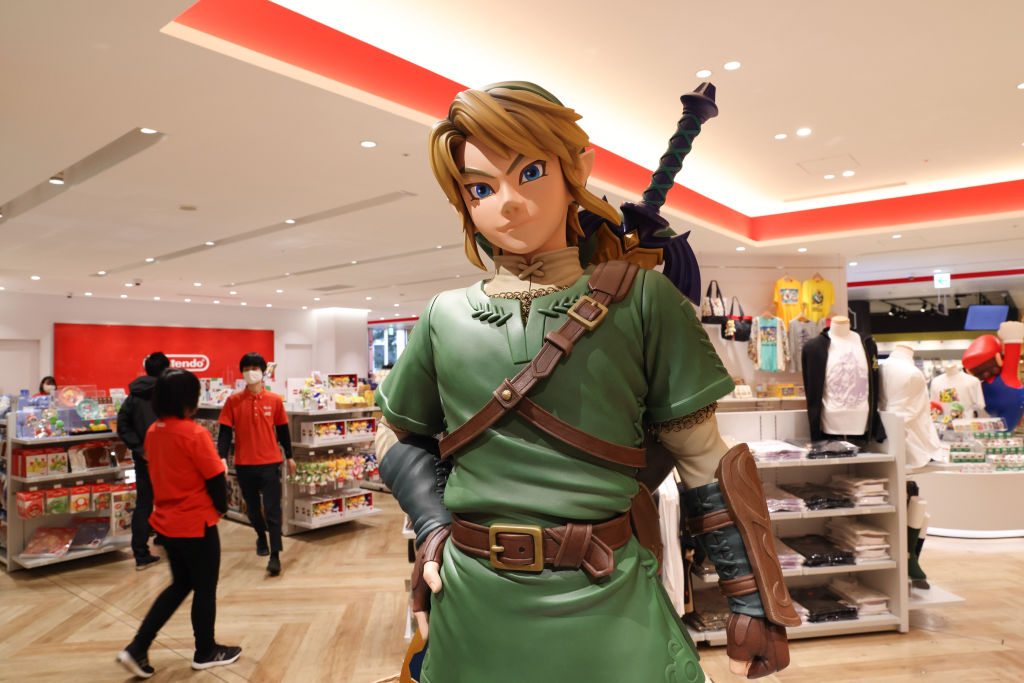 A figurine of Link, the main character of Nintendo's <i> The Legend of Zelda </i> franchise, inside the Nintendo Tokyo store in Shibuya, Japan.