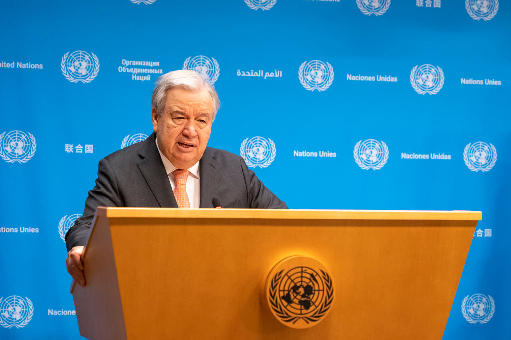 聯合國秘書長安東尼奧·古特雷斯在中東問題上的新聞發佈會