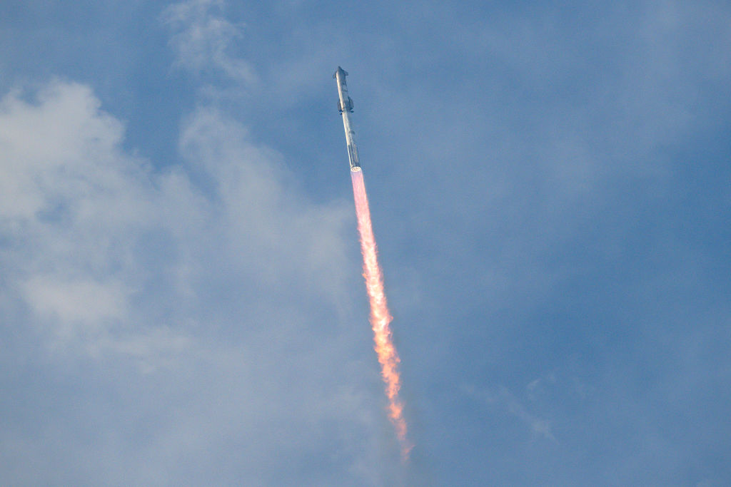 The SpaceX Starship spacecraft lifts off from Starbase in Boca Chica, Texas, on March 14, 2024. 