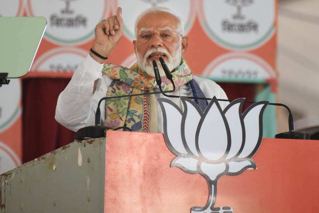 Prime Minister Narendra Modi delivers speech during an