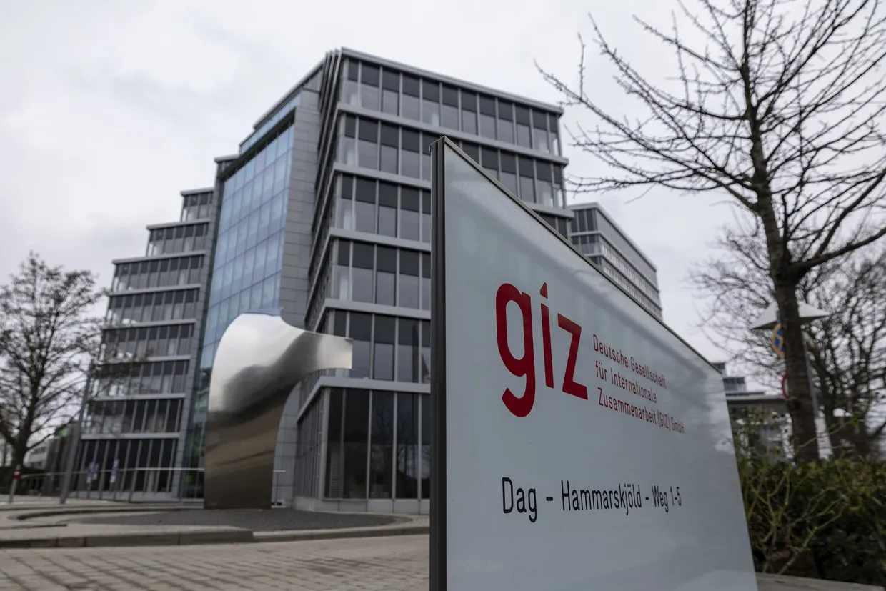 An exterior view of GIZ offices in Eschborn, Germany