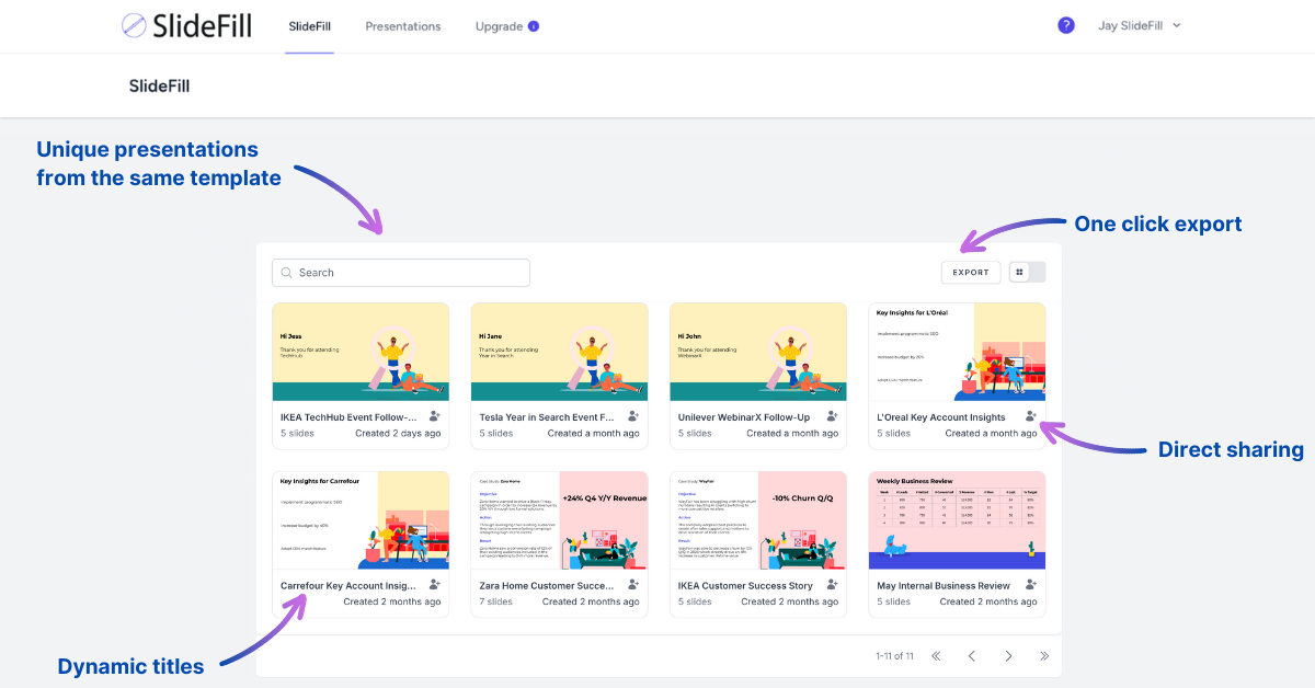 Use SlideFill to create unlimited data driven personalized presentations from CRM data