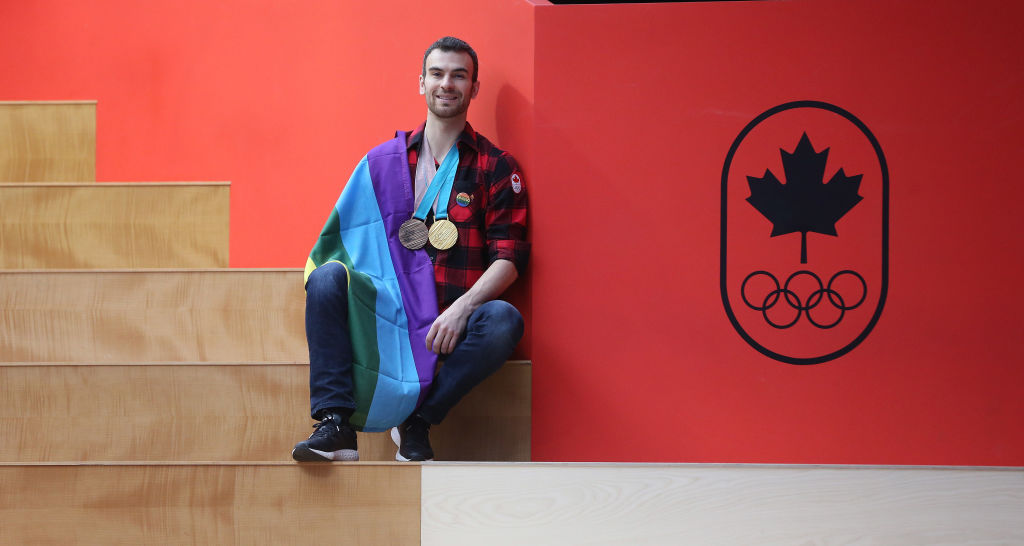 Pairs Figure Skater and Gold and Bronze medalist Eric Radford was on hand at the opening of Pride House hosted by Canada House