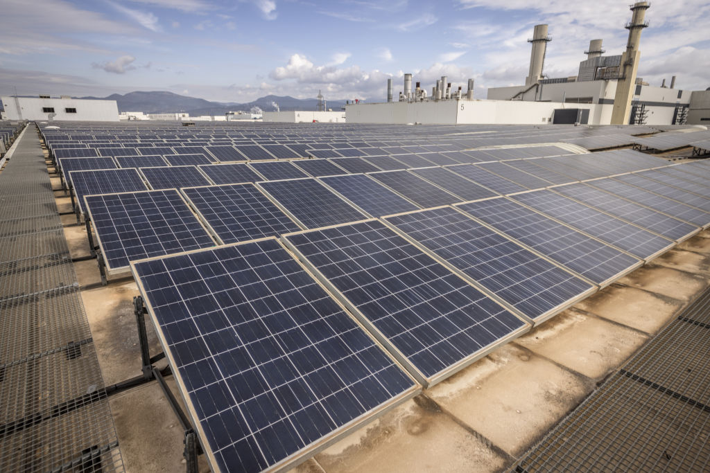 solar panels on a rooftop in Spain