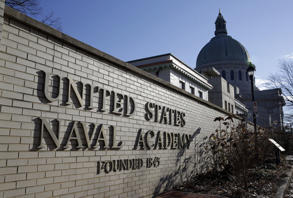 An entrance to the U.S. Naval Academy campus in Annapolis, Md., is seen Jan. 9, 2014.