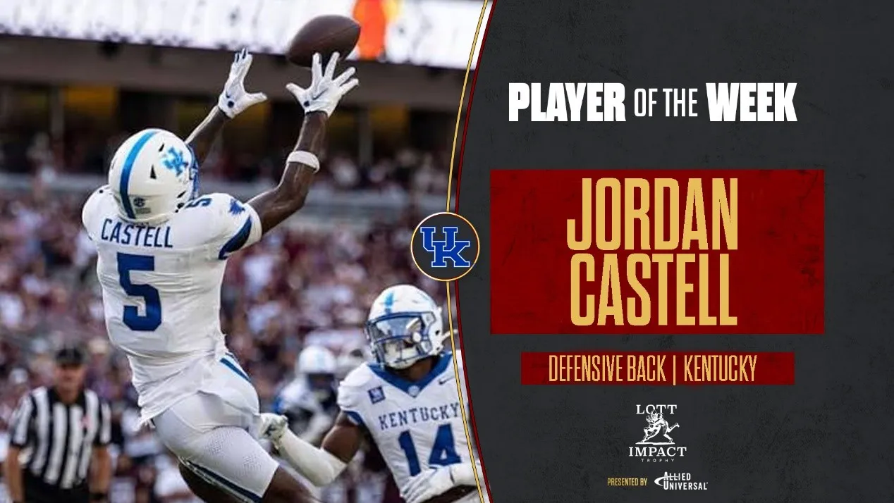 One Interception and 13 Tackles: Castell Takes the Lott IMPACT Weekly Nod After Kentucky’s Upset