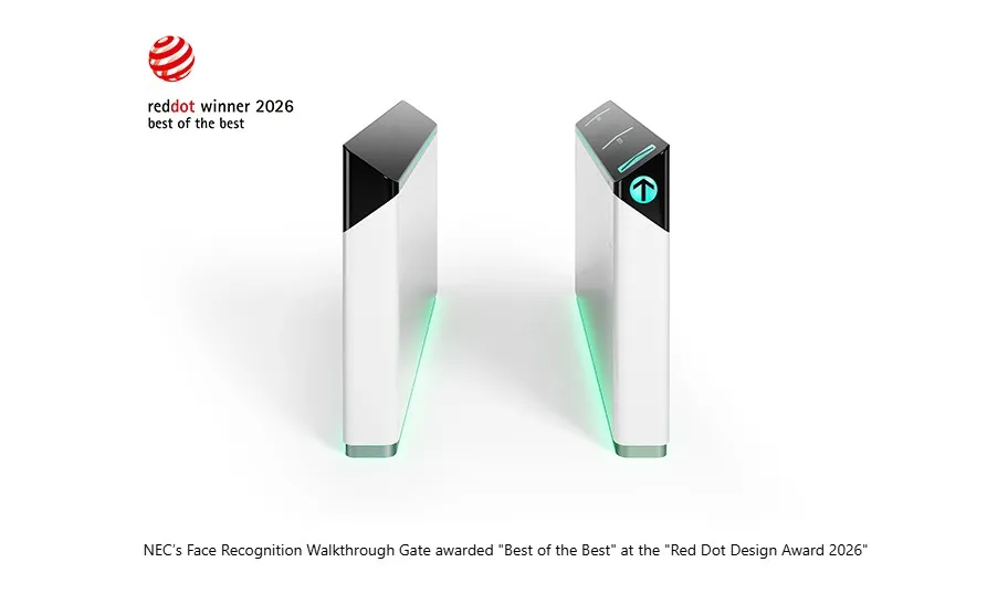 NEC’s Face Recognition Walkthrough Gate for JR East railways wins “Best of the Best” at the “Red Dot Design Award 2026”