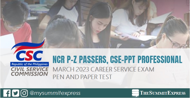NCR P-Z Passers CSE-PPT Professional: March 2023 Civil service exam results
