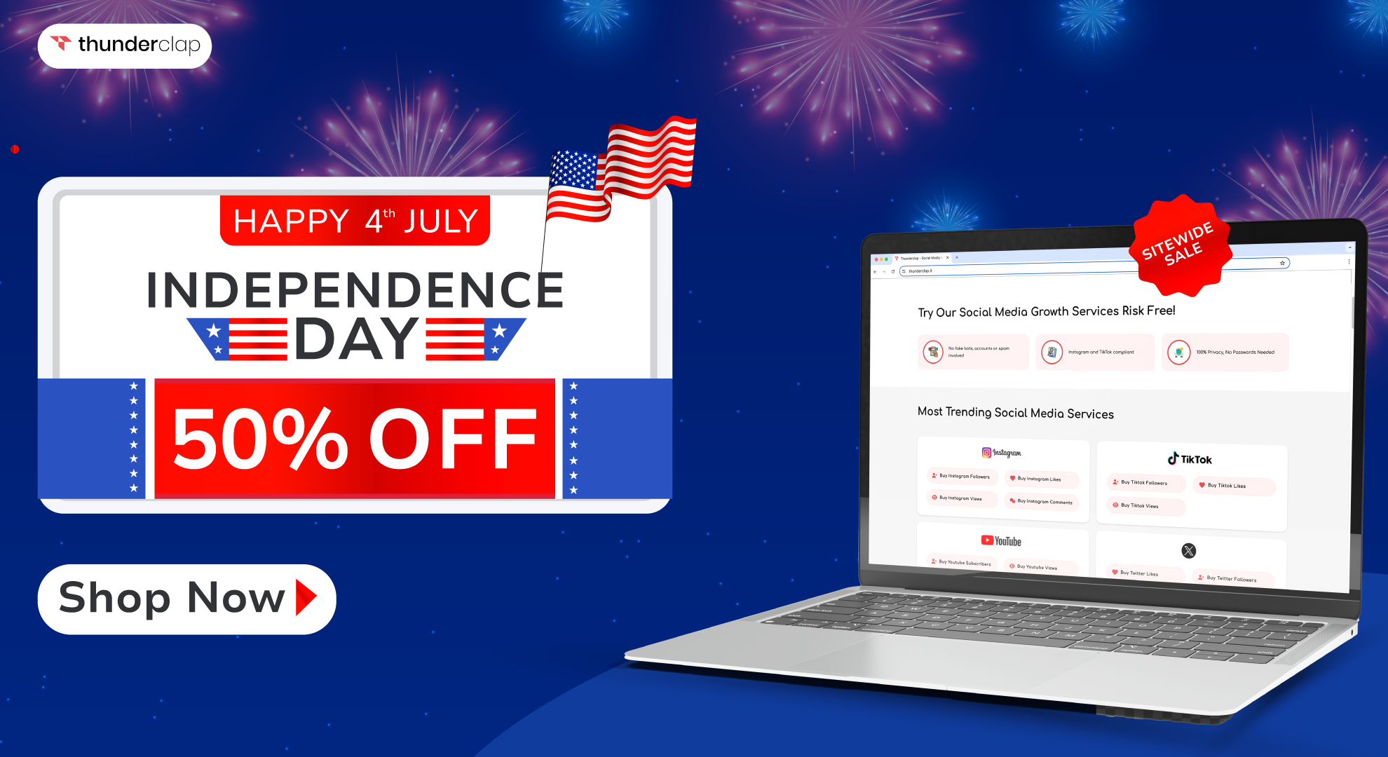 independence day sale sitewide on thunderclap it