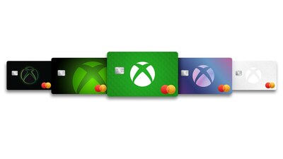 Array ng limang magagamit na disenyo ng Xbox Mastercard.