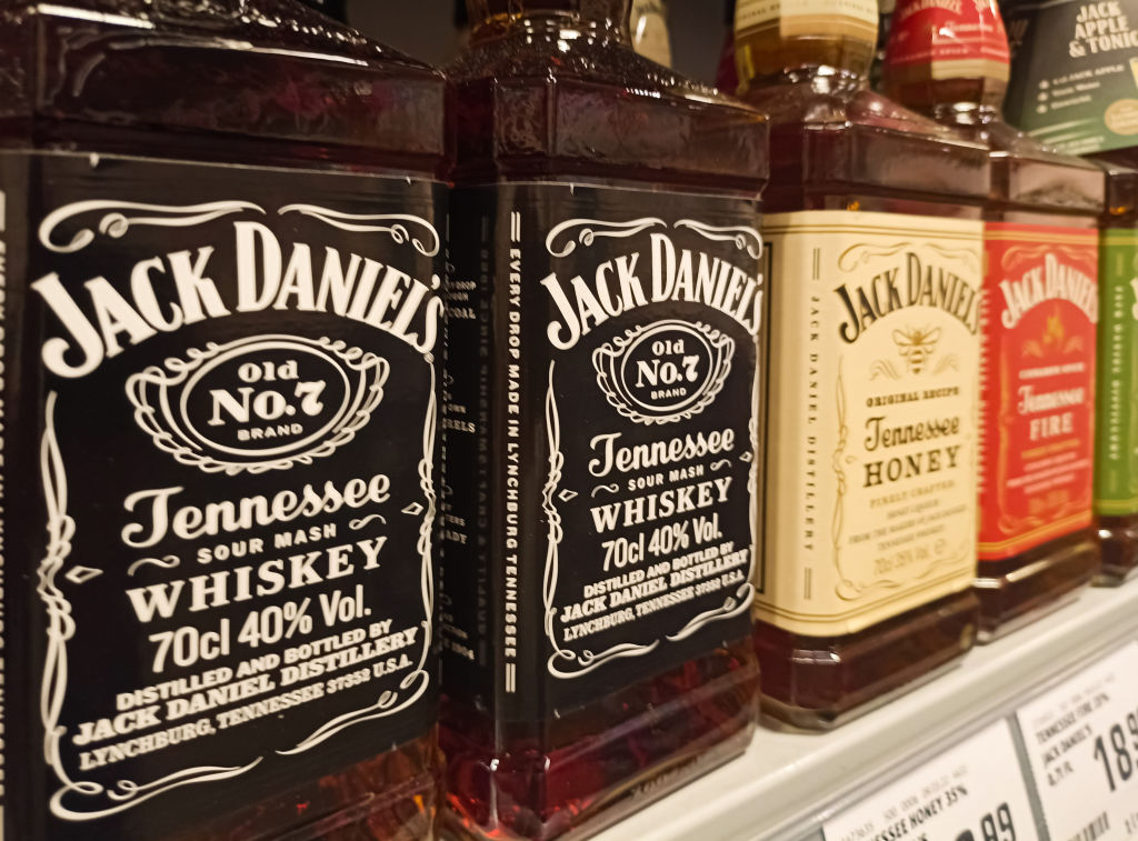 Jack Daniels bourbon whisky seen at Rewe supermarket.