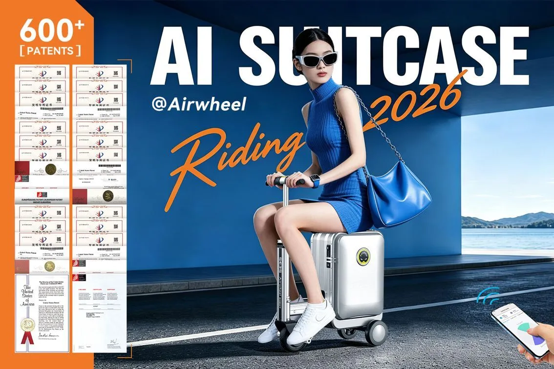 Airwheel Robot Cabin Suitcase Launched – World’s First Full-Smart Luxury 20inch Electric Carry-on Hand Rideable AI Wheel Luggage