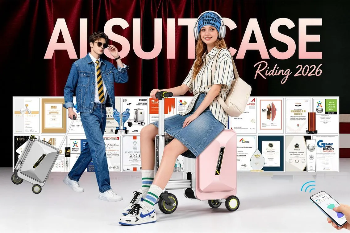 Airwheel SE3SX AI Wheel Luxury Suitcase Wins 2026 WGA for Smart Electric Riding Carry-On Hand Luggage