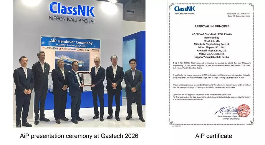 Approval in Principle (AiP) Acquired for Standard Low-Pressure Liquefied CO2 Carrier toward Realization of CCS Business in Japan