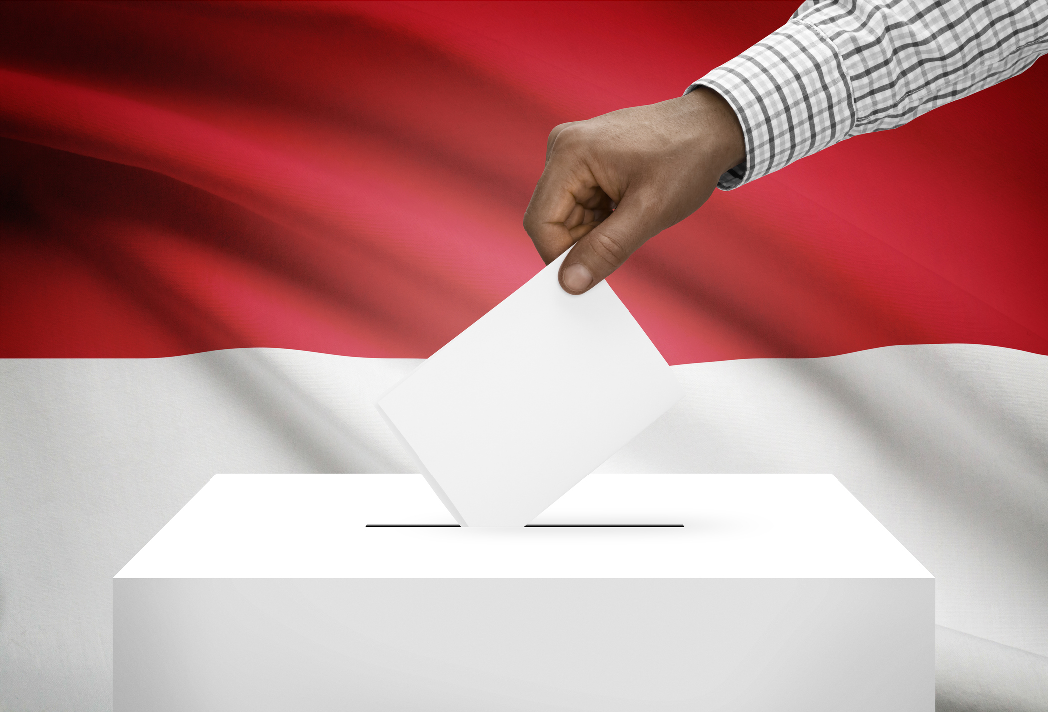 Ballot box with national flag on background - Indonesia