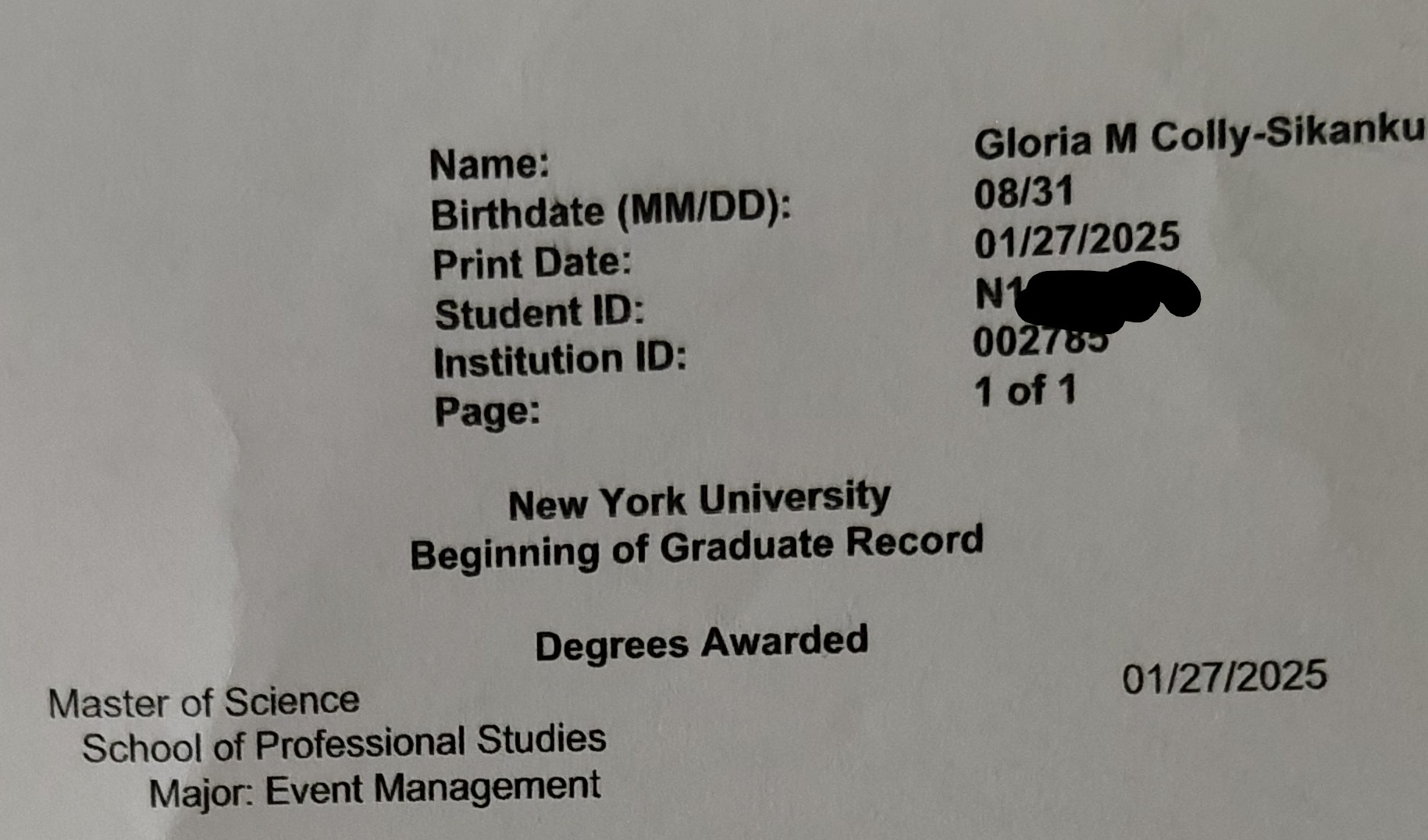 Degree Awarded Degree Awarded