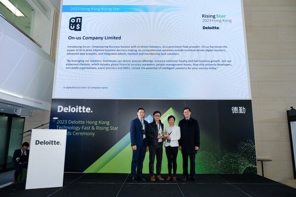 On-us receiving the Deloitte Rising Star Company 2023 HK.