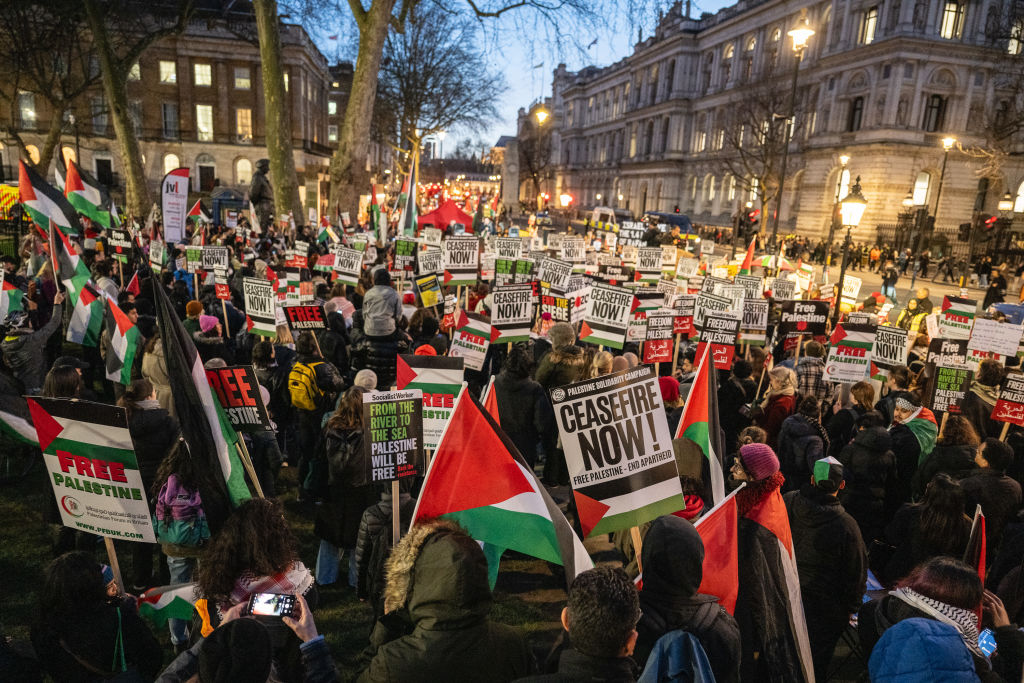 Emergency Protest Against Rafah Under Attack Held Outside Downing Street