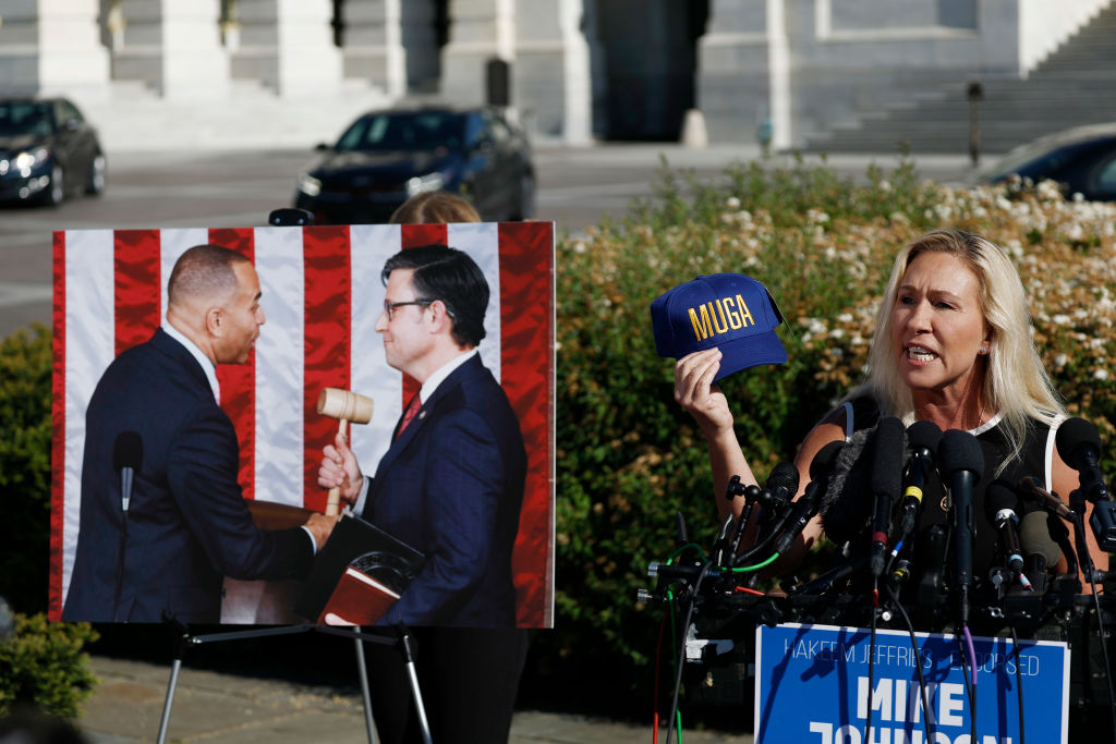 Reps. Greene And Massie Hold Capitol Hill Press Conference On House Speakership