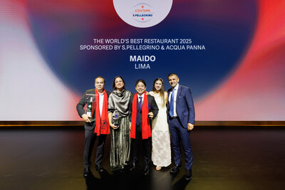 Maido in Lima is named The World’s Best Restaurant at The World’s 50 Best Restaurants awards 2025, sponsored by S.Pellegrino & Acqua Panna, held in Turin, Region of Piedmont, Italy on the 19th June. (PRNewsfoto/50 Best)