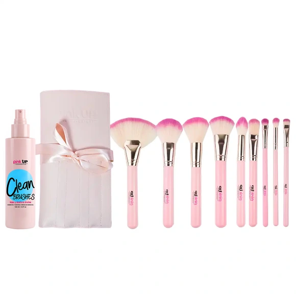 Set 10 Brochas Maquillaje Profesional Nuevo Gugus Pink