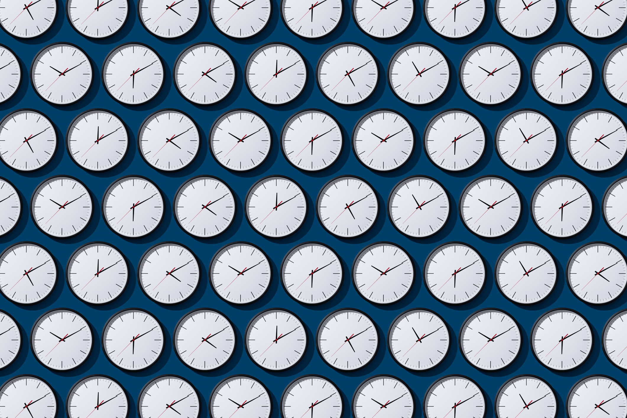 Arranged Timezone Clocks on Blue