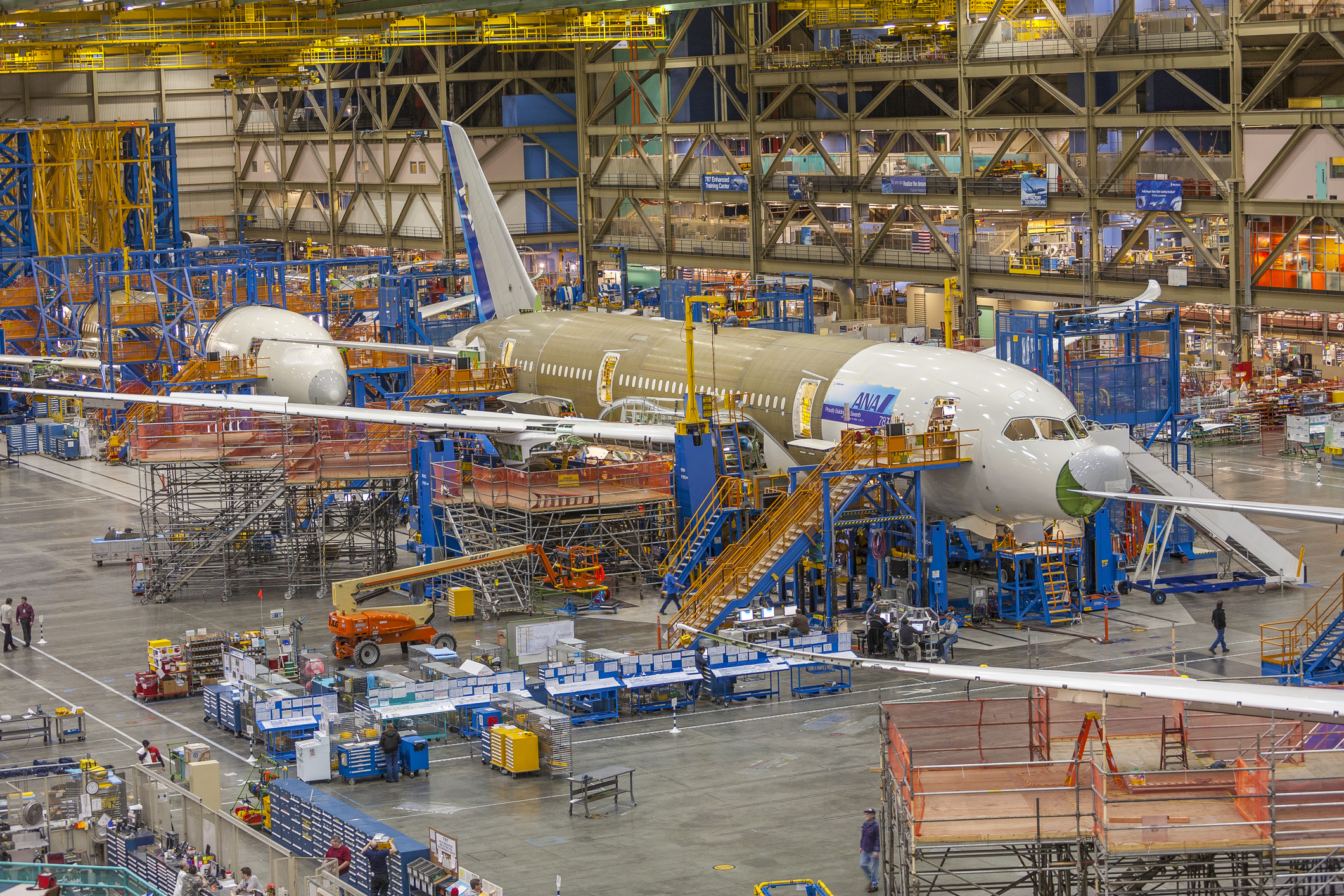 สายการประกอบโรงงานของ Boeing สำหรับเครื่องบินโดยสาร 787.