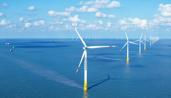 中國第一個中法離岸風電項目在鹽城。提供給中國日報