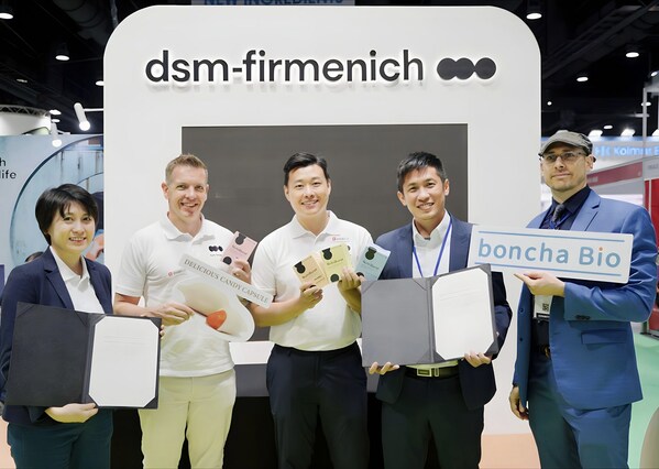Boncha Bio and dsm-firmenich sealed a momentous partnership at Vitafoods Asia 2023, symbolizing a union set to advance next-gen nutraceutical supplements with Boncha Bio’s cutting-edge candy-capsule technology.