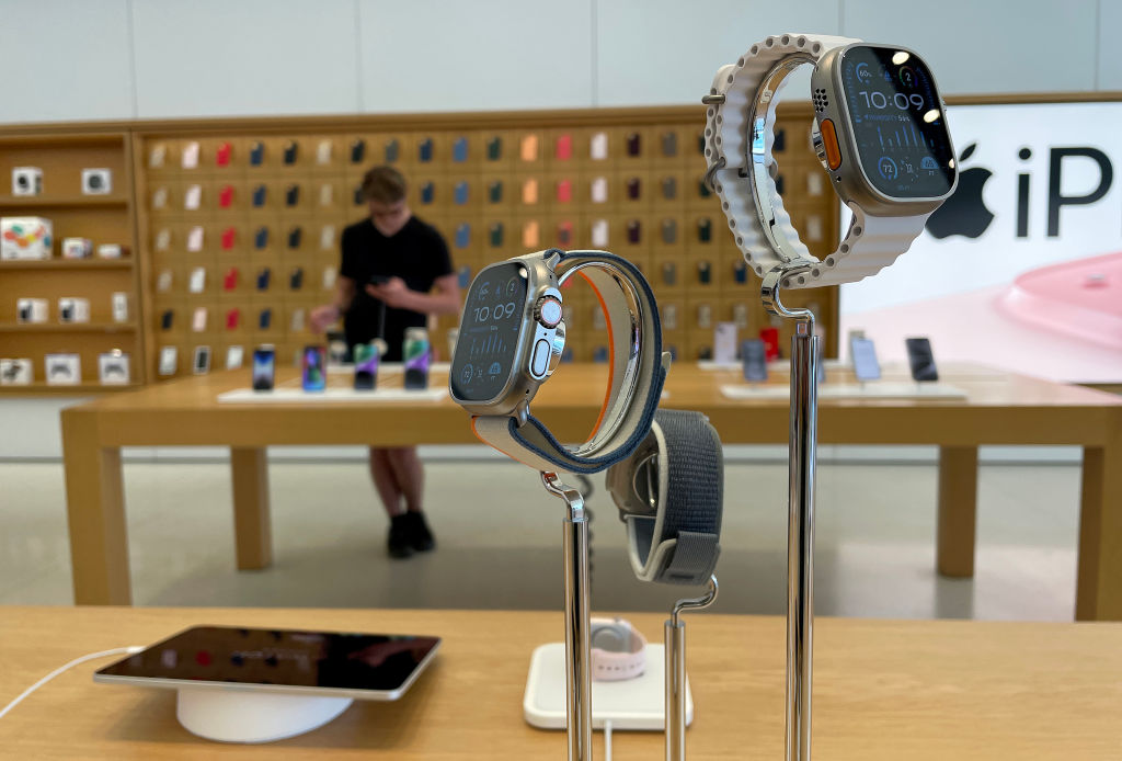 The Apple Watch is displayed at an Apple Store in Corte Madera, California, on Nov. 2, 2023.