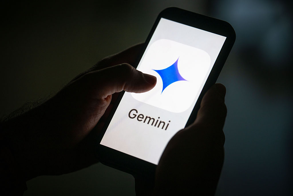 In this photo illustration logo of 'Gemini' is seen on a mobile screen on July 2, 2025.